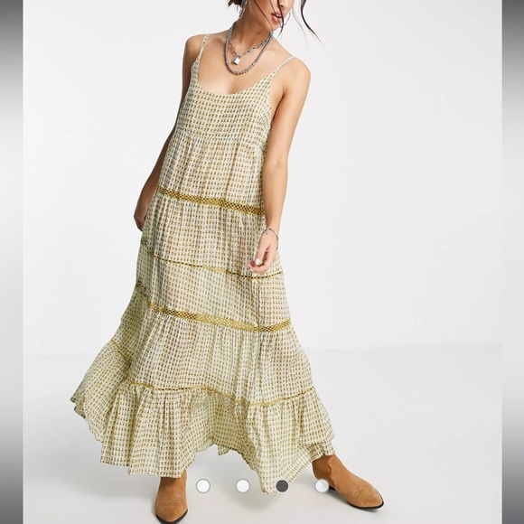 Free People Intimately Midnight Dance Tiered Metallic Printed Lattice Beach Maxi - Picture 3 of 7